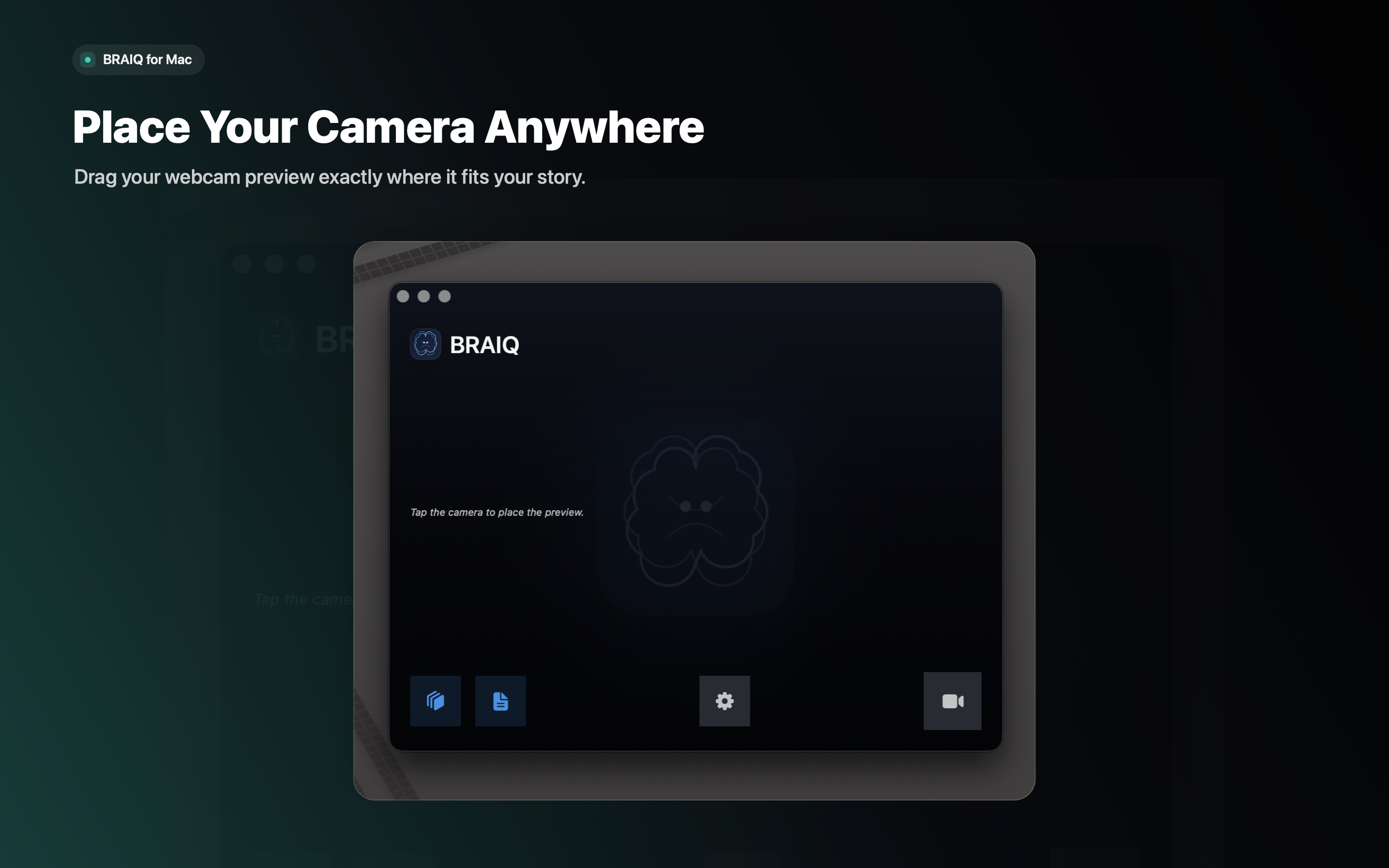 Place camera overlay anywhere on screen