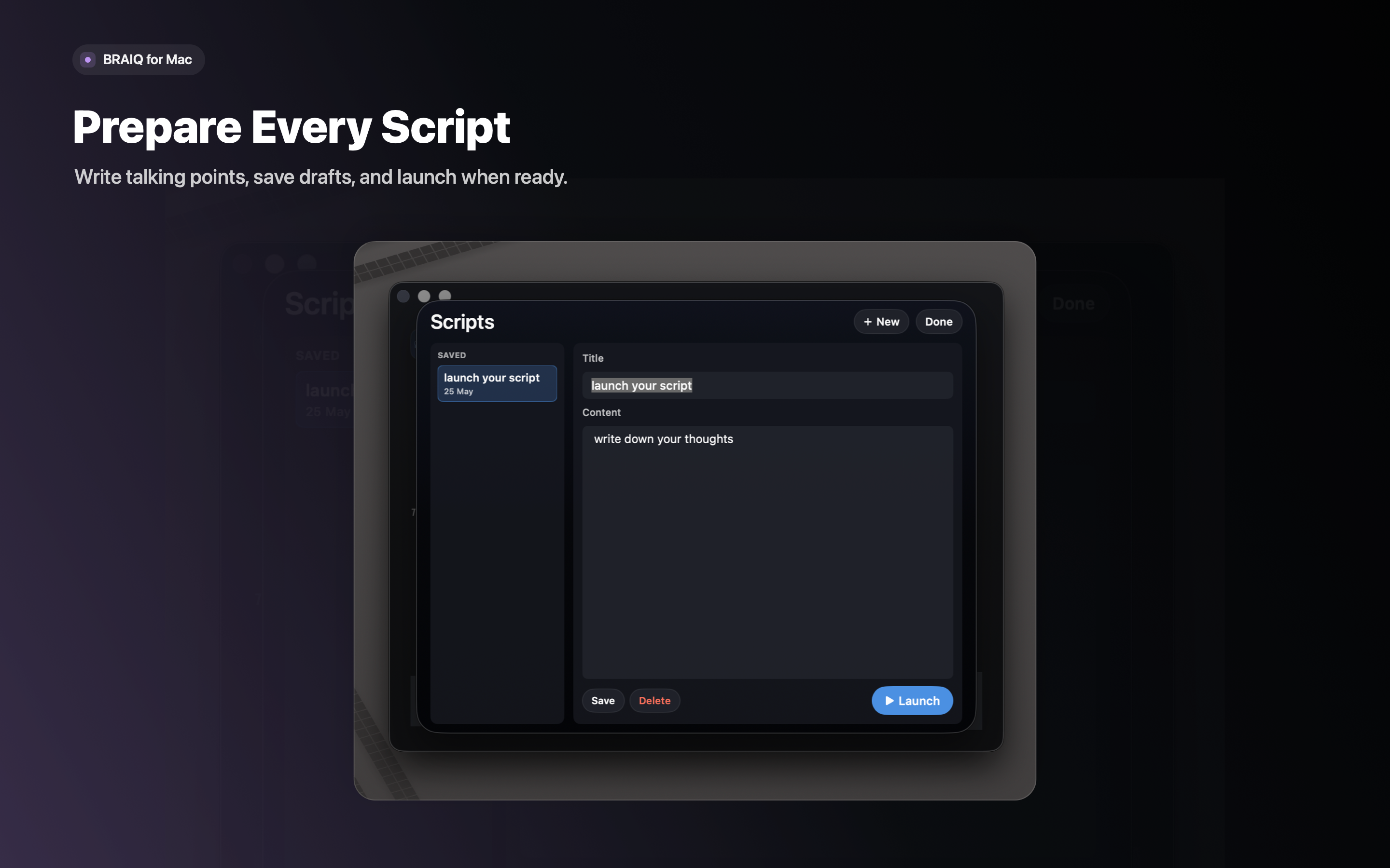 Script before recording